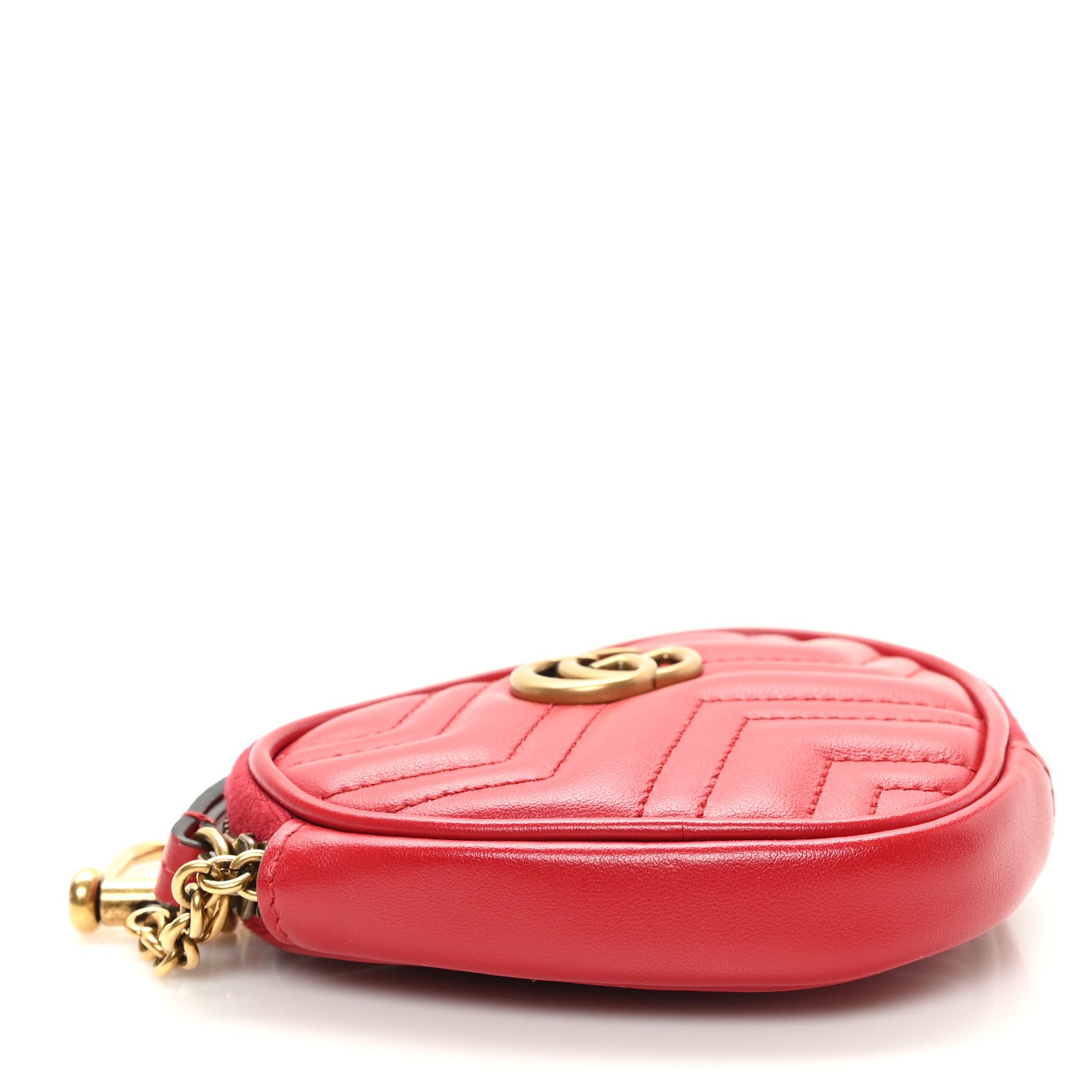 Gucci Calfskin Matelasse Chevron GG Marmont Heart Coin Purse Romantic Cerise 4 of 7