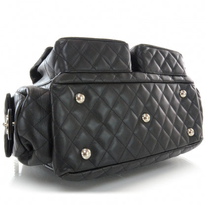 Chanel Calfskin Quilted Large Cambon Multipocket Reporter Black White 4 of 10