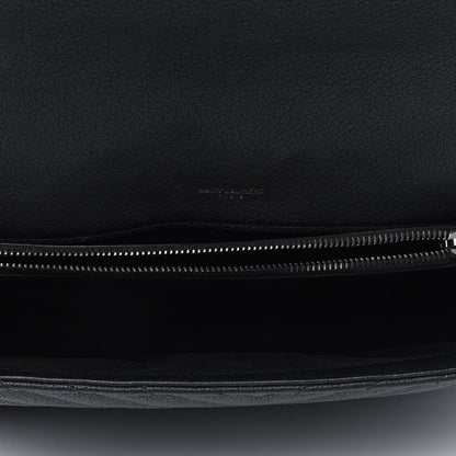 Saint Laurent Sheepskin Matelasse Chevron Monogram Large College Satchel Black 4 of 6