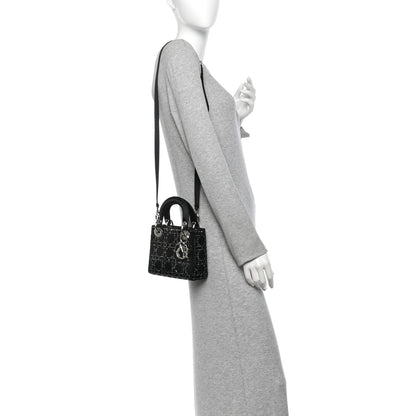 Christian Dior Satin Crystal Cannage Mini Lady Dior Black 3 of 25