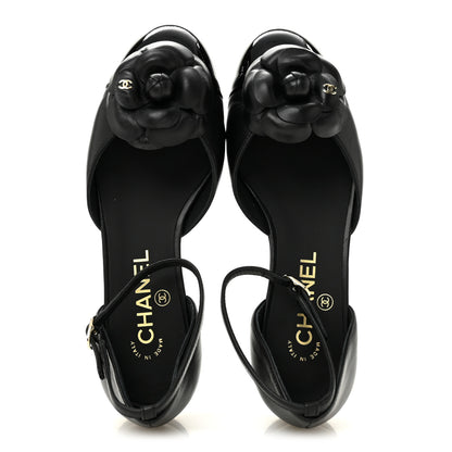 Chanel Lambskin Patent Calfskin Cap Toe Camellia Mary Jane Flats 36 Black 2 of 10