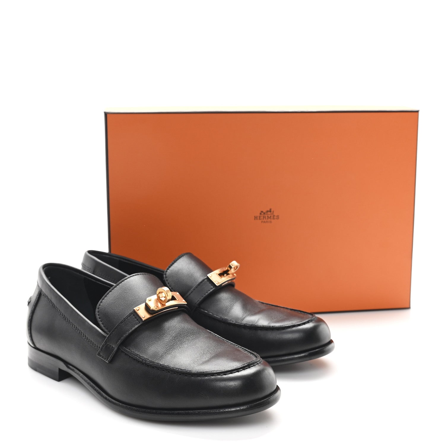 Hermes Calfskin Womens Destin Loafers 36 Black 10 of 10