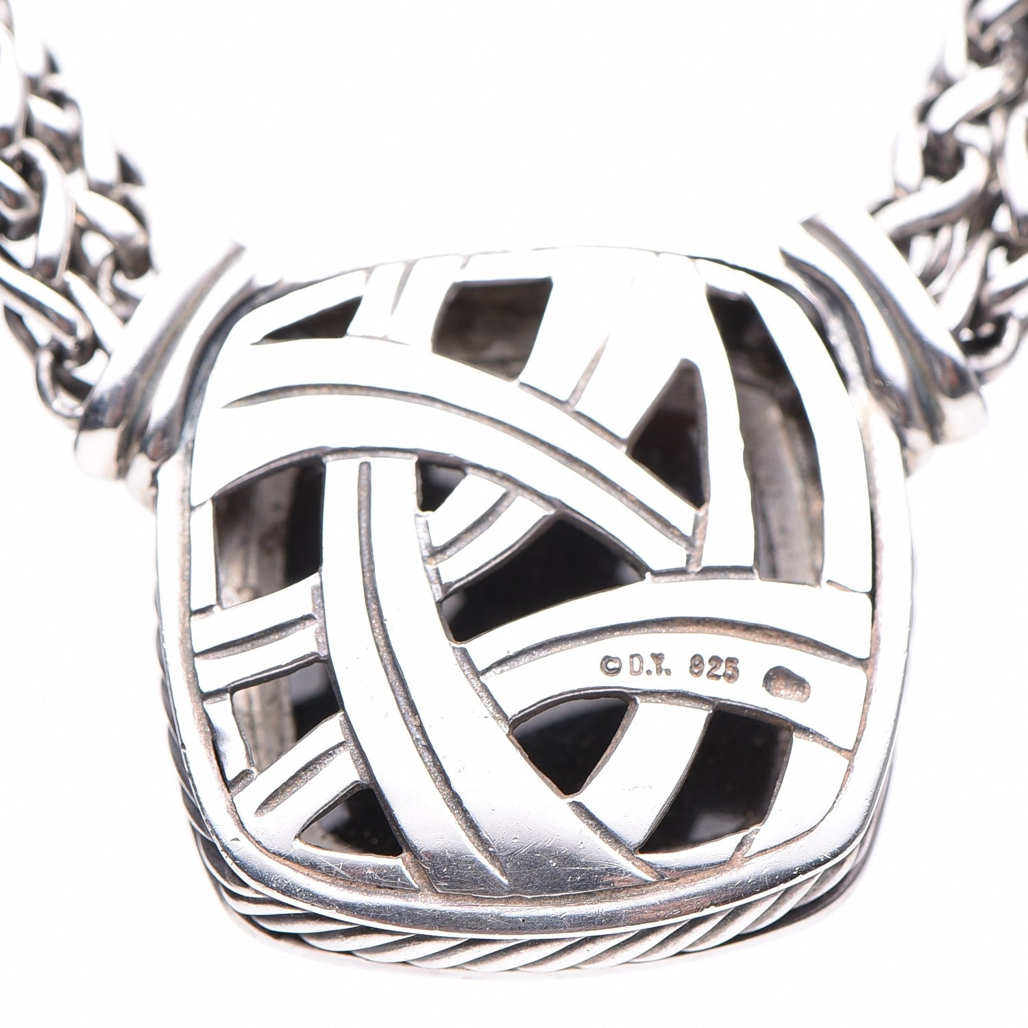David Yurman Sterling Silver Diamond Black Onyx 19mm Albion Double Wheat Chain Necklace 15 of 15