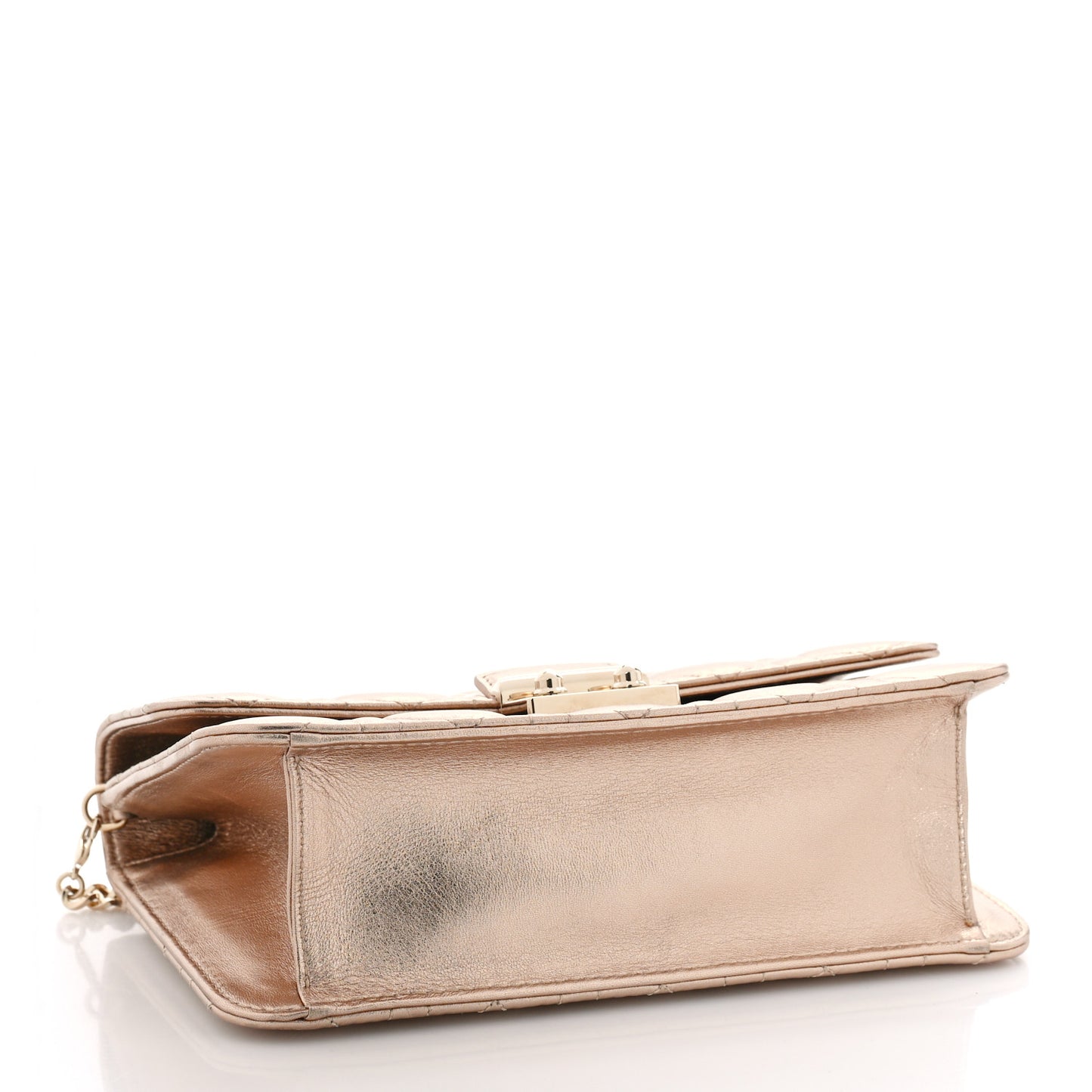 Metallic Lambskin Cannage Miss Dior Promenade Pouch Gold