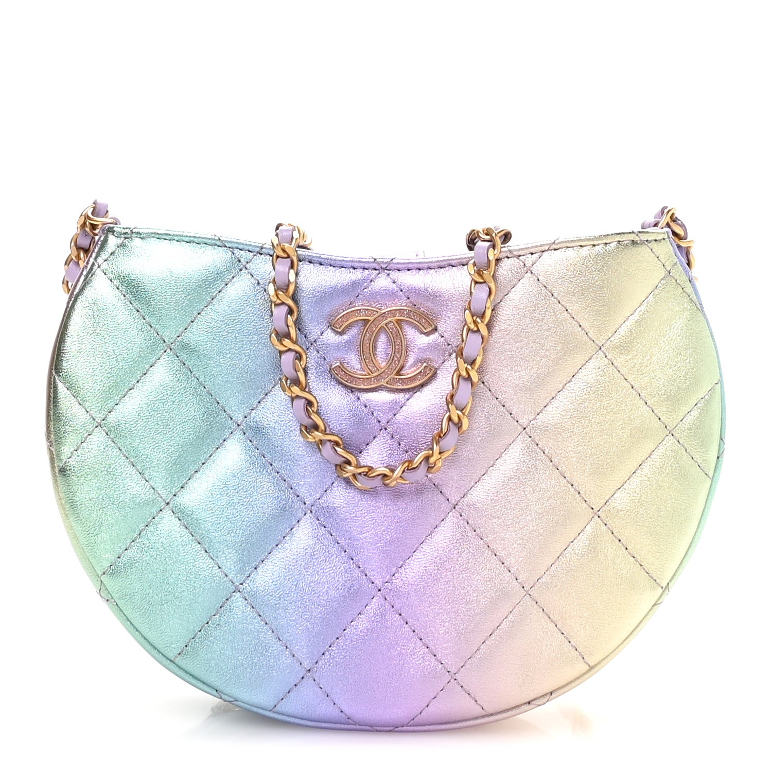 Chanel Gradient Metallic Lambskin Quilted Hobo Bag Pink Purple Green 1 of 11