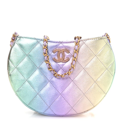 Chanel Gradient Metallic Lambskin Quilted Hobo Bag Pink Purple Green 1 of 11