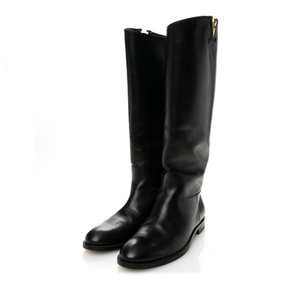 Louis Vuitton Calfskin Heritage Flat High Boots 38.5 Black 3 of 10