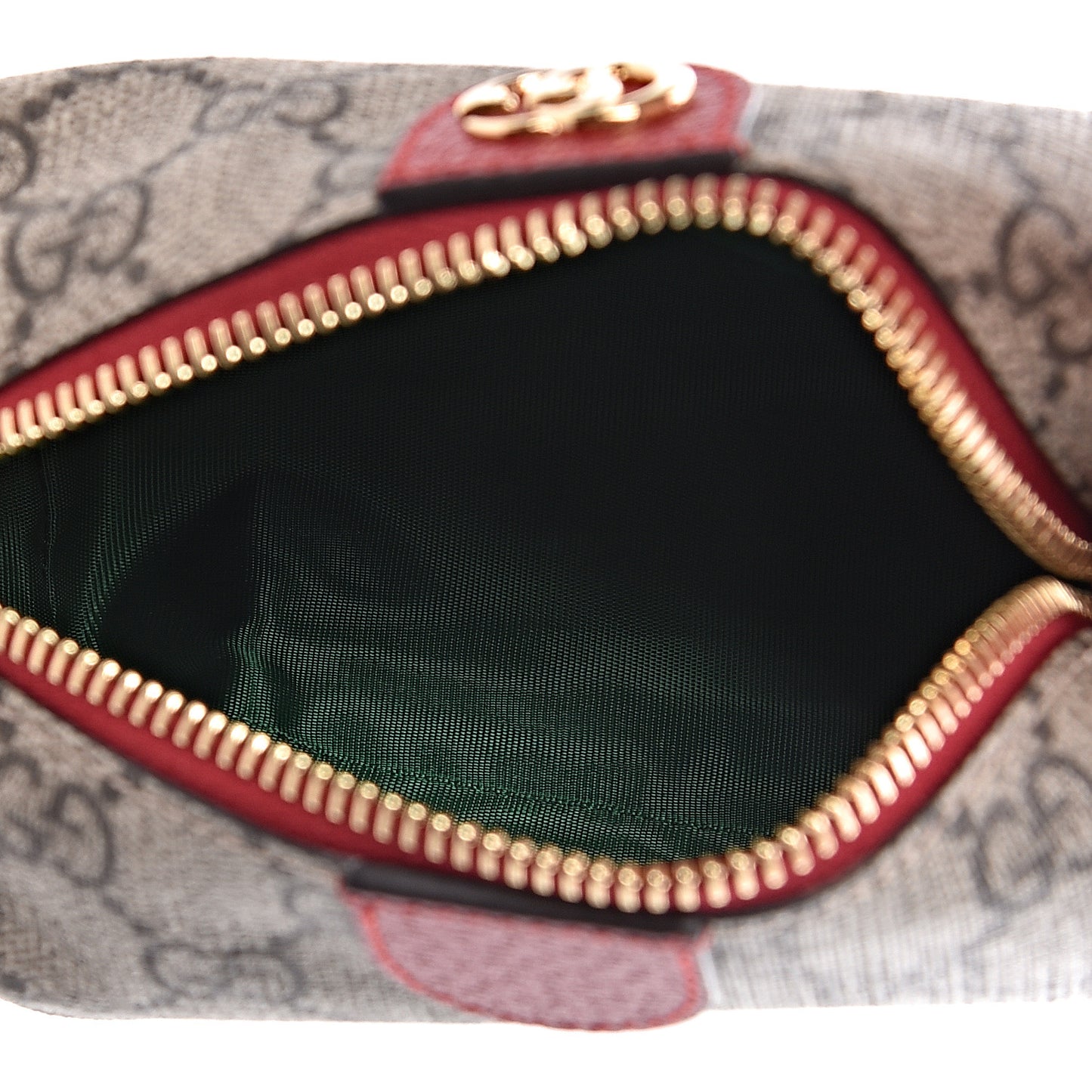 Soft GG Supreme Monogram Calfskin Small Ophidia Cosmetic Case Beige Ebony Hibiscus Red