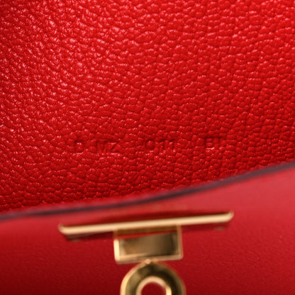 Hermes Chevre Mysore Kelly Pocket Compact Wallet Rouge de Coeur 7 of 7