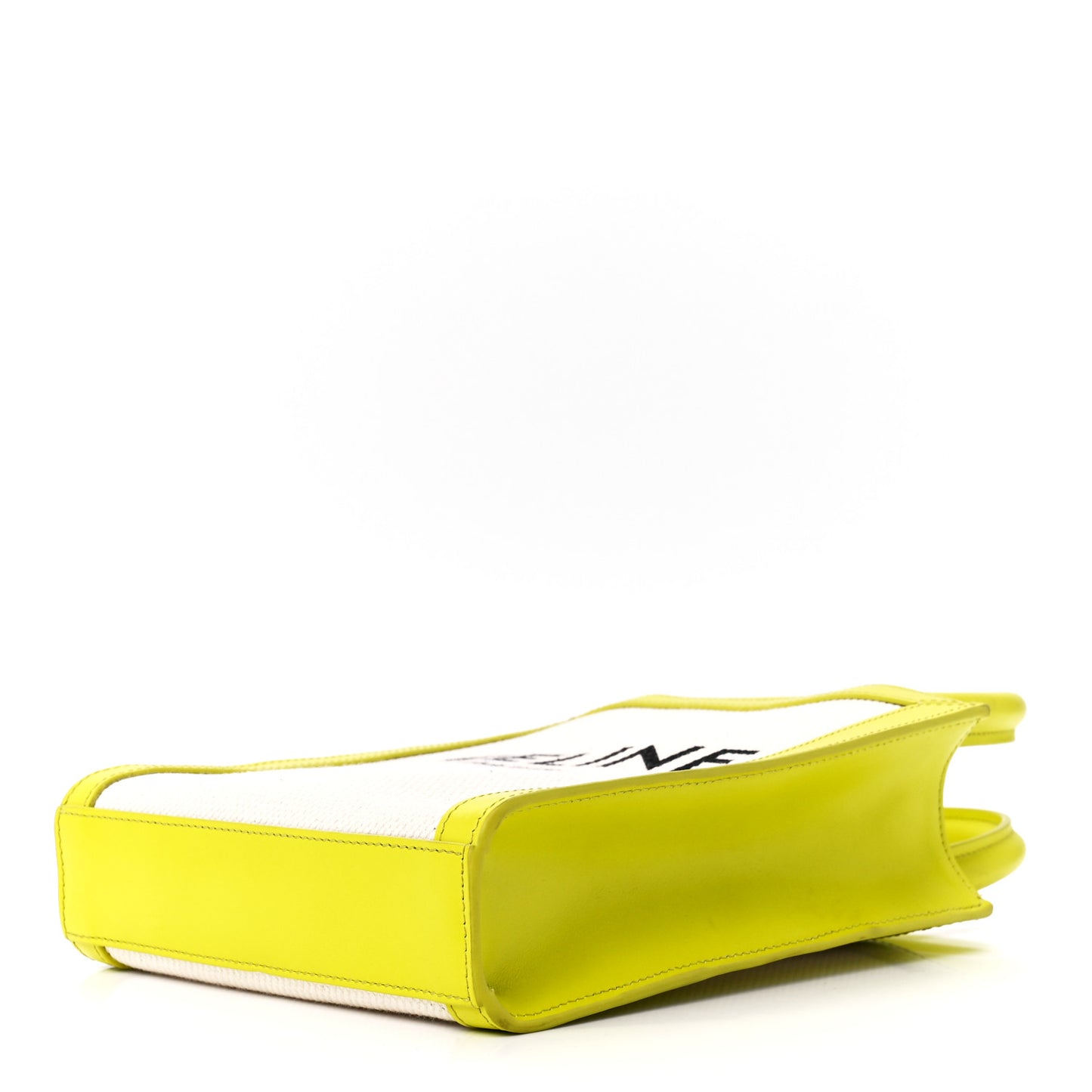 Canvas Calfskin Mini Vertical Cabas Neon Yellow