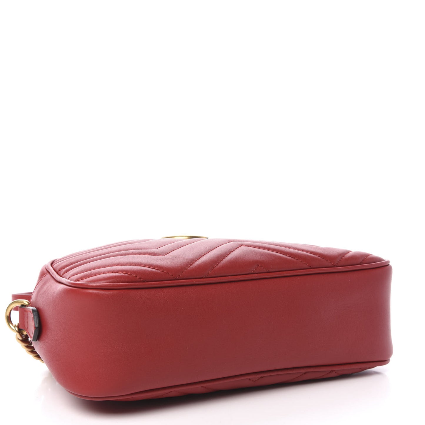 Calfskin Matelasse Small GG Marmont Chain Shoulder Bag Hibiscus Red