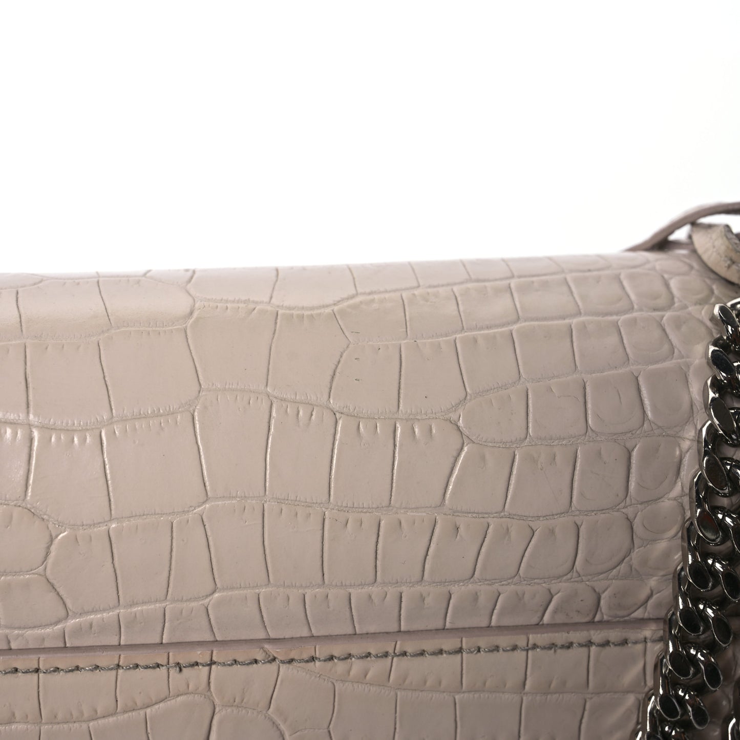 Calfskin Crocodile Embossed Medium Monogram Sunset Dark Beige