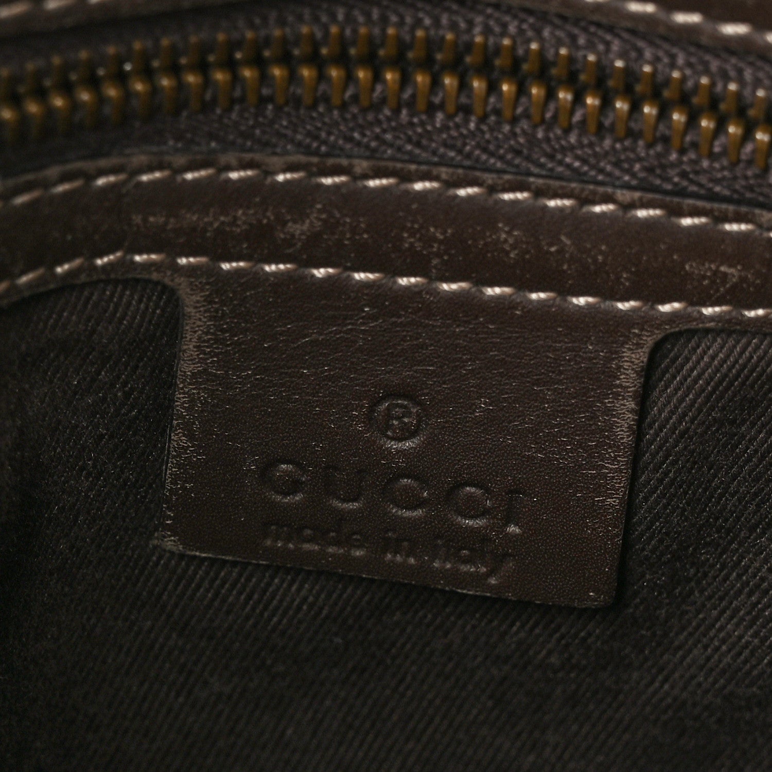 Gucci Suede Monogram Drawstring Bag Brown 6 of 10