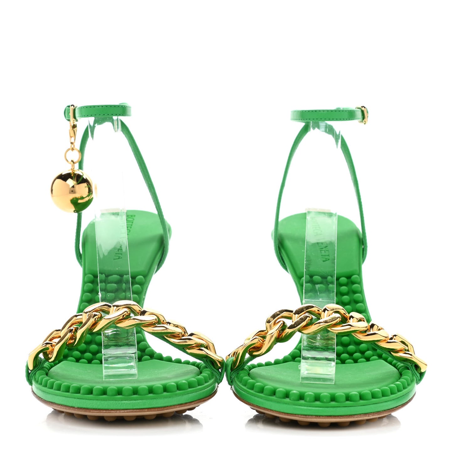 Lambskin Dot 90mm Sandals 35.5 Grass