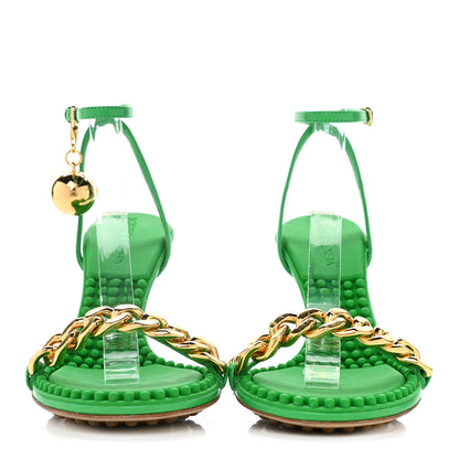 Bottega Veneta Lambskin Dot 90mm Sandals 35.5 Grass 2 of 9