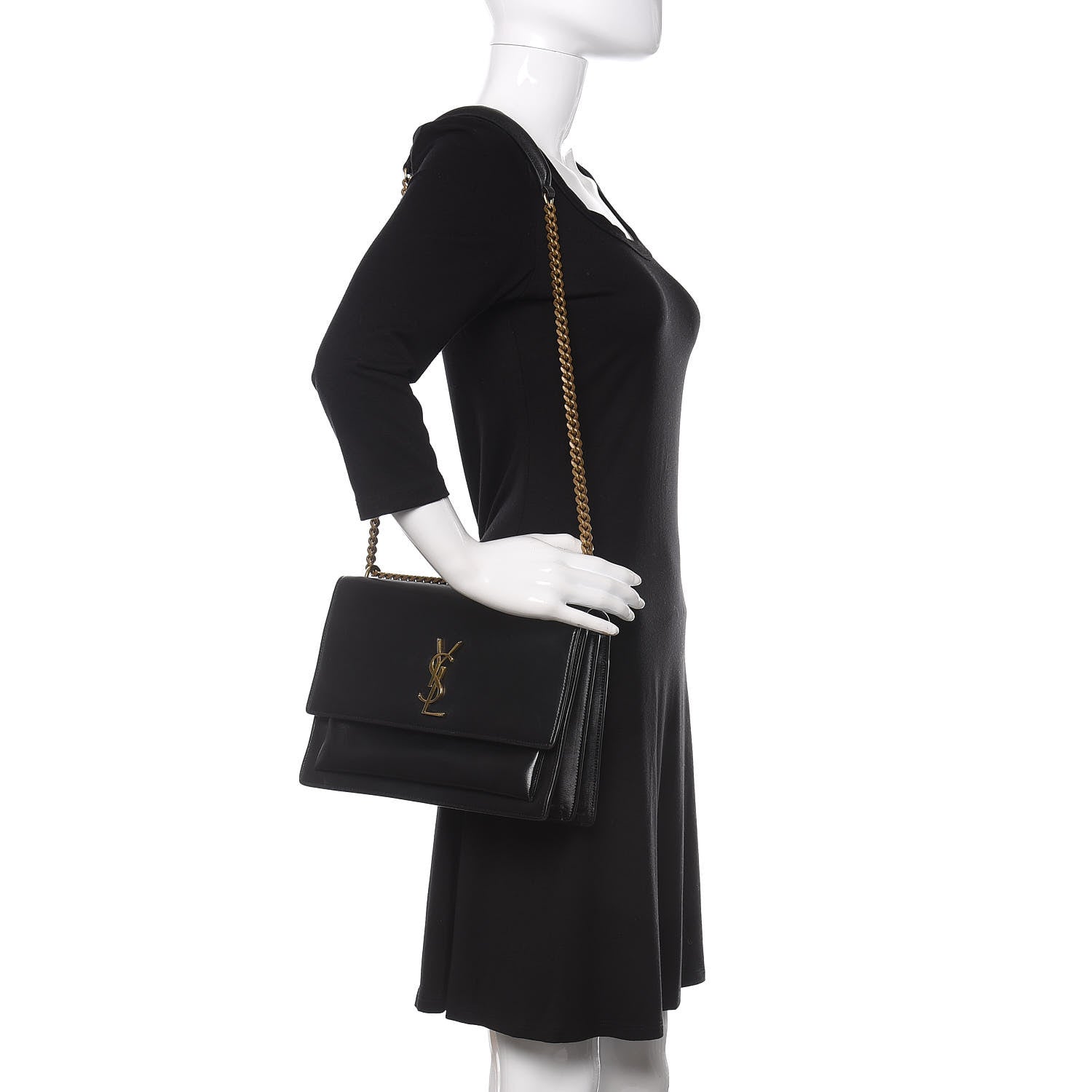 Saint Laurent Calfskin Large Monogram Sunset Black 2 of 9