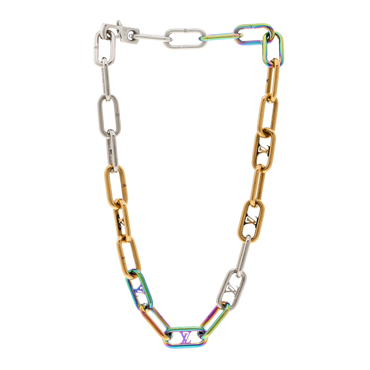 Metal My LV Chain Necklace Rainbow