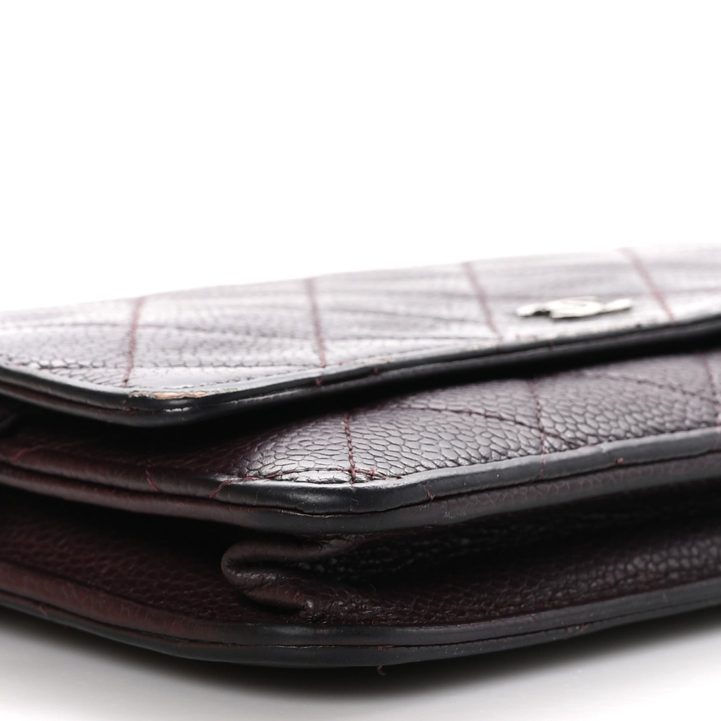 Caviar Quilted Wallet on Chain WOC Burgundy