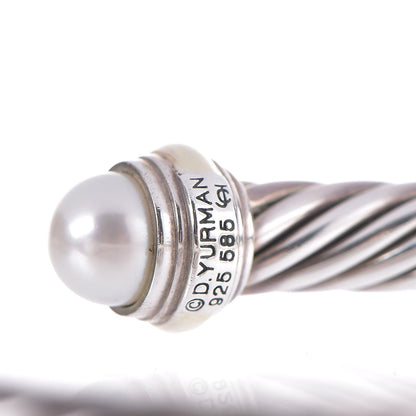 David Yurman Sterling Silver 14K Yellow Gold Pearl 7mm Cable Classics Bracelet 5 of 5