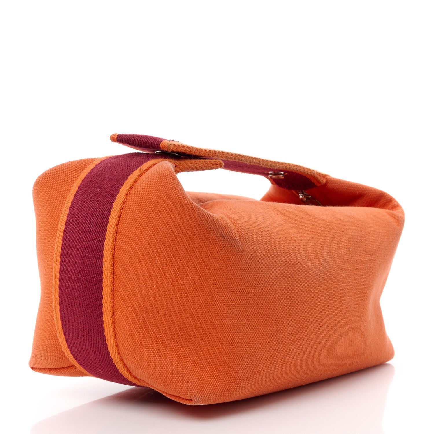 Hermes Canvas Small Bride-A-Brac Pouch Orange Burgundy 3 of 11