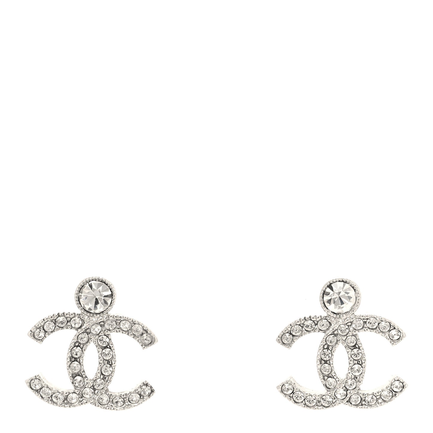 Crystal CC Drop Earrings Silver
