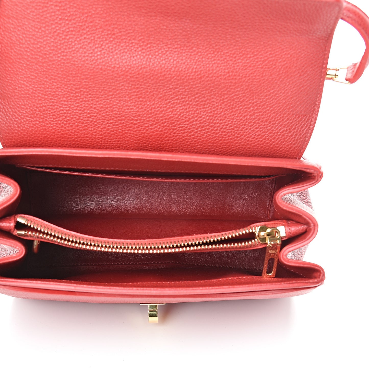 Grained Calfskin Small 16 Top Handle Bag Red