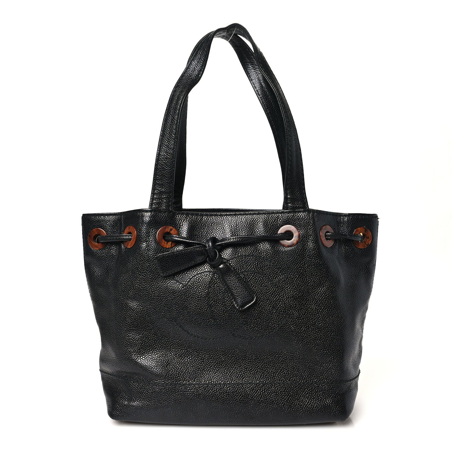 Chanel Caviar Tortoise Timeless CC Drawstring Bucket Bag Black 1 of 10