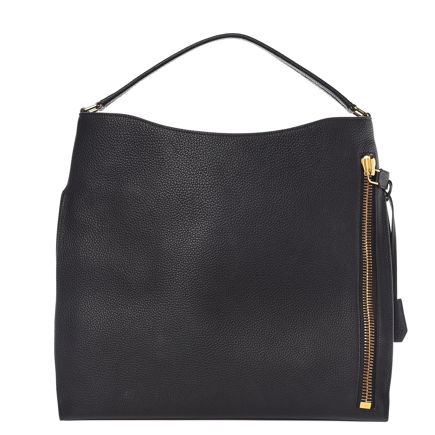 Tom Ford Pebbled Calfskin Large Alix Padlock Zip Hobo Bag Black 6 of 7