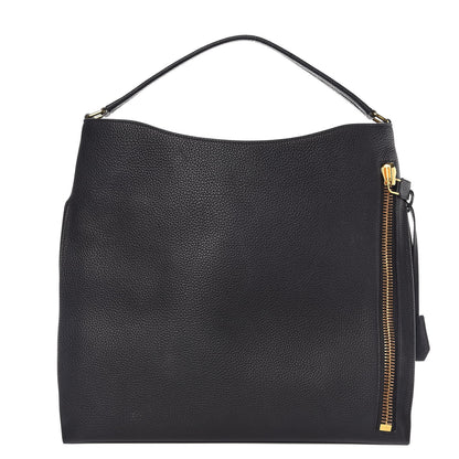 Tom Ford Pebbled Calfskin Large Alix Padlock Zip Hobo Bag Black 6 of 7