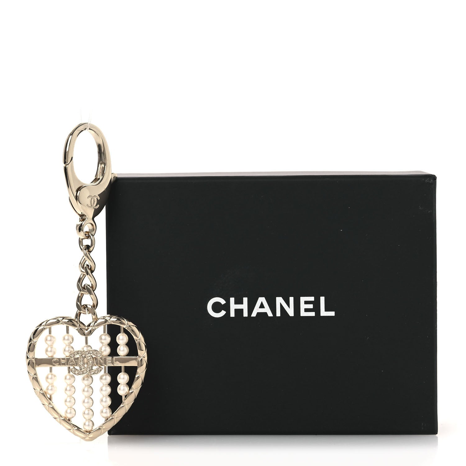 Chanel Crystal Pearl Heart Keychain Gold 1841853 – FASHIONPHILE