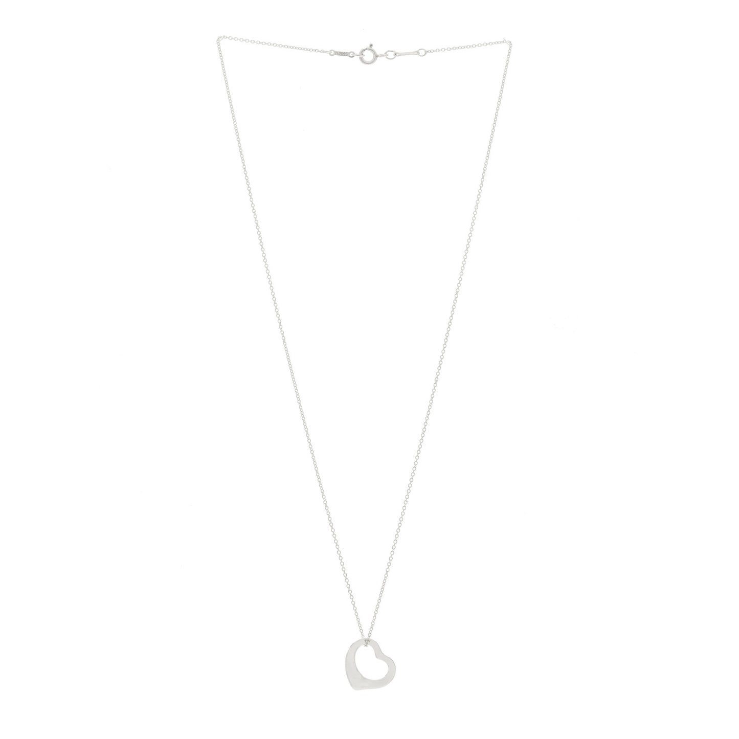 Sterling Silver 11mm Elsa Peretti Open Heart Pendant Necklace