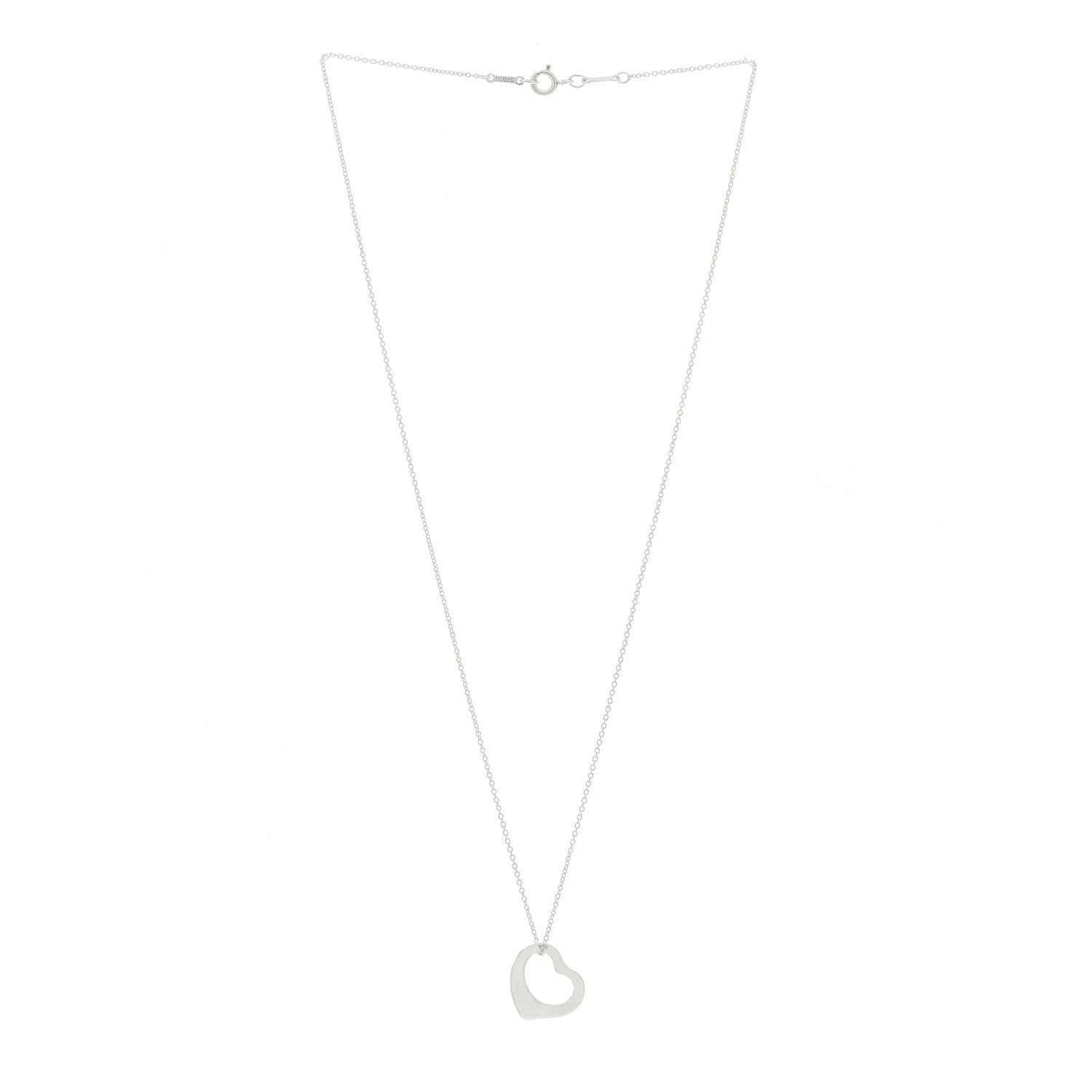 Tiffany Sterling Silver 11mm Elsa Peretti Open Heart Pendant Necklace 3 of 6
