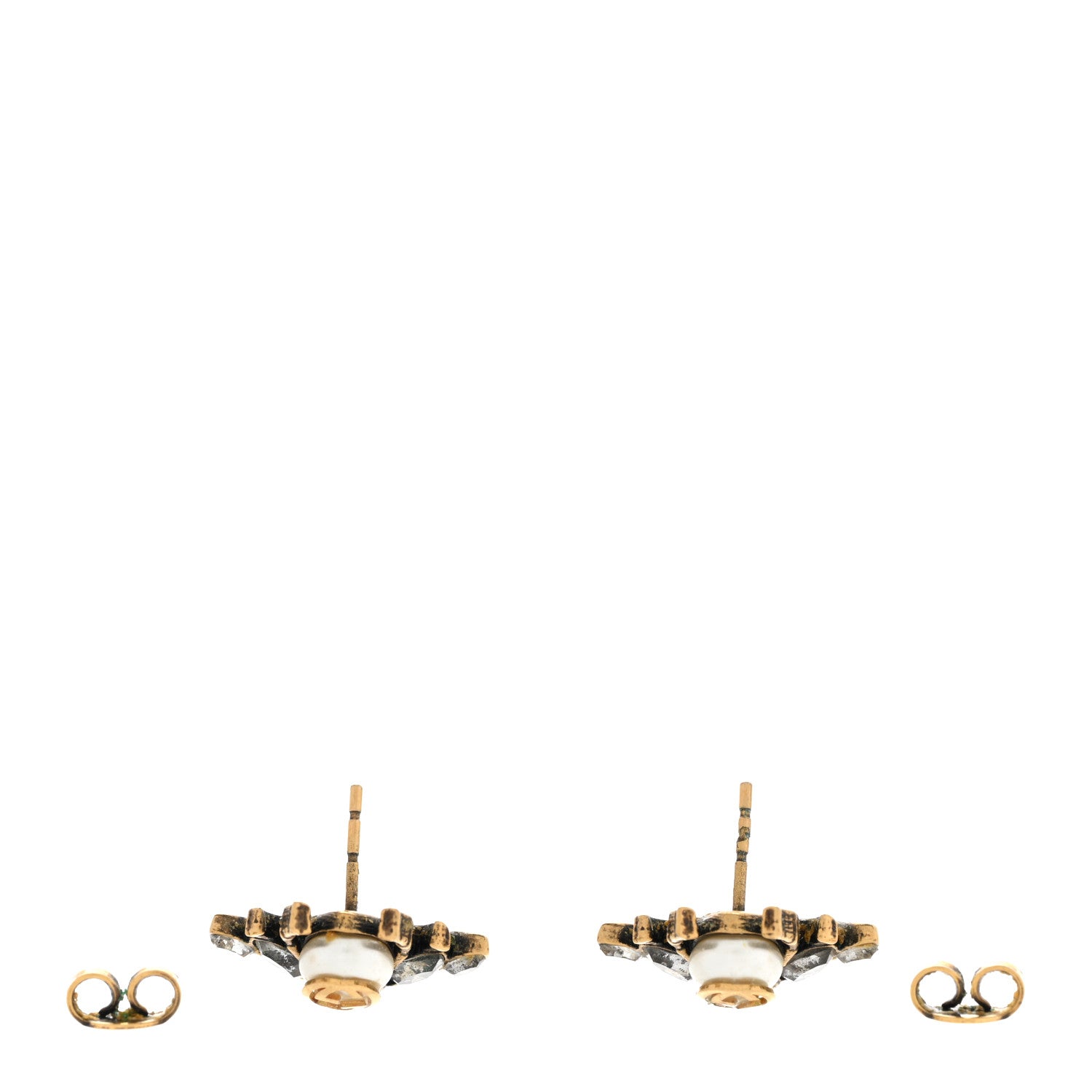 Gucci Crystal Pearl GG Bee Earrings Gold 3 of 4