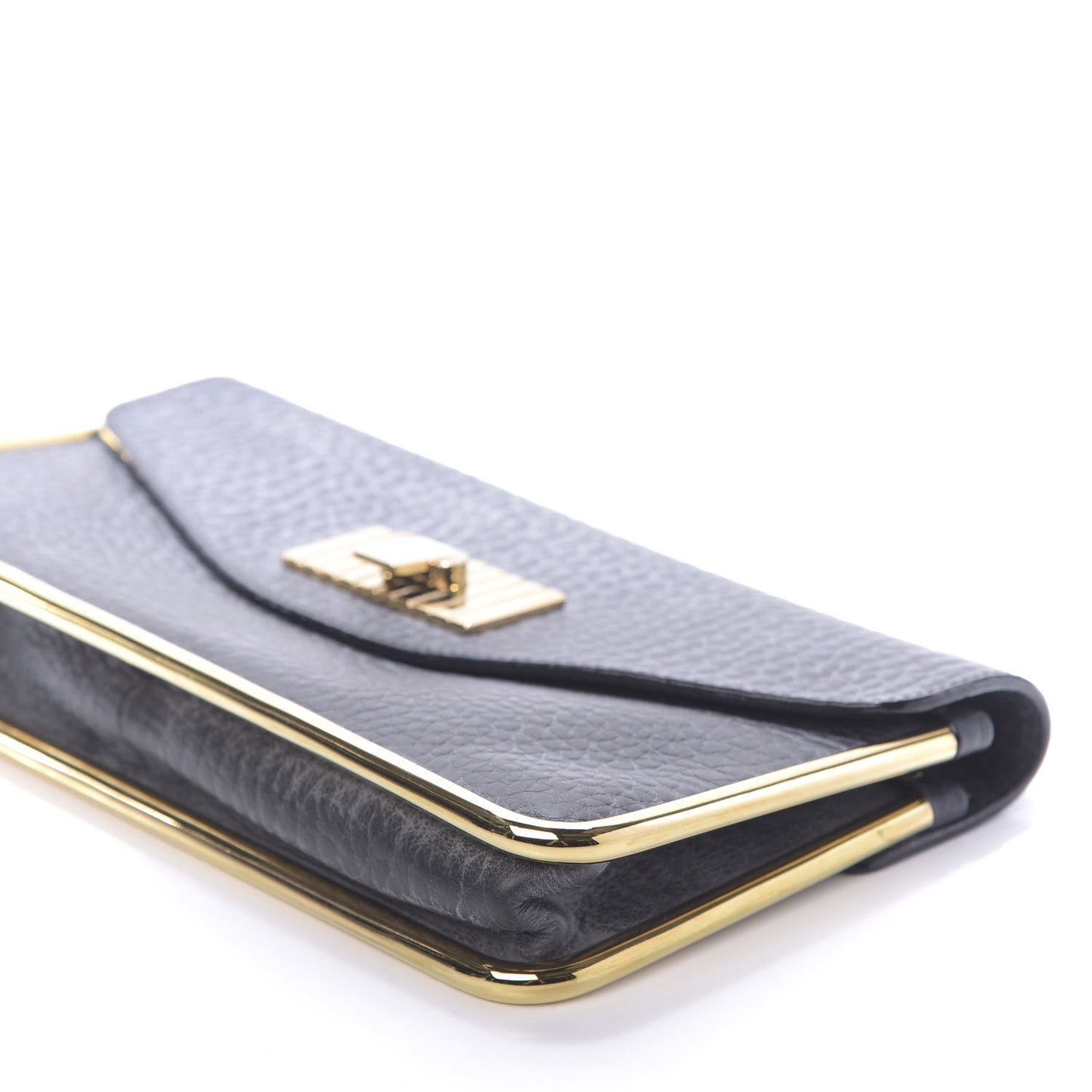 Grained Calfskin Sally Clutch Black