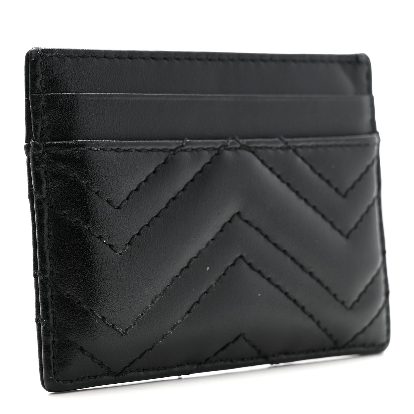 Calfskin Matelasse GG Marmont Card Holder Black
