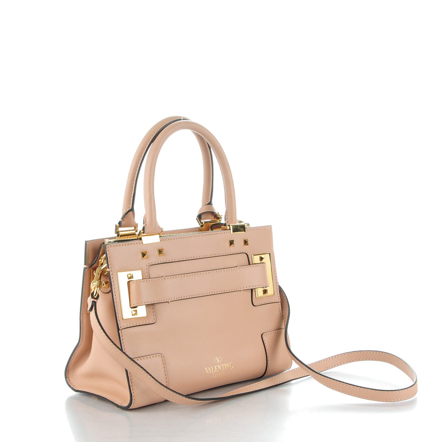 Vitello Small My Rockstud Double Handle Satchel Skin Sorbet