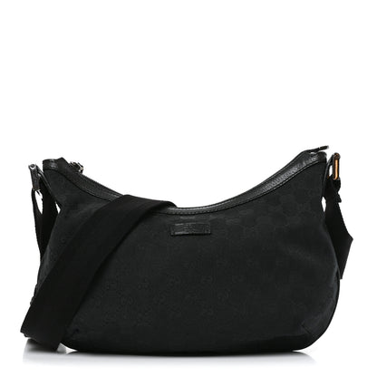 Gucci Monogram Medium Half Moon Hobo Black 1 of 10