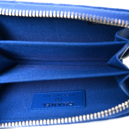 Chanel Caviar Chevron Quilted Zip Around Coin Purse Blue 5 of 8