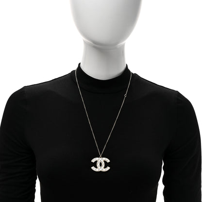 Chanel Metal Quilted CC Pendant Necklace Gold White 2 of 5