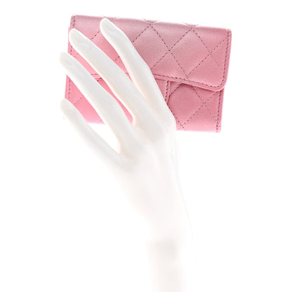 Chanel Cloudy Pearly Goatskin Quilted Flap Card Holder Wallet Pink 2 of 10