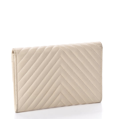 Chanel Calfskin Chevron Quilted Flap Wallet Light Beige 3 of 13