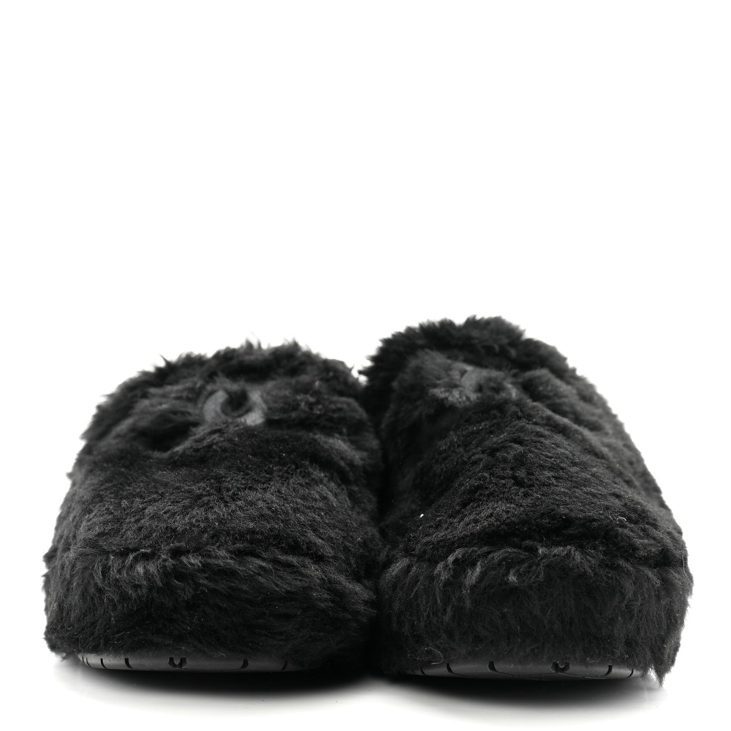 Chanel Shearling Lambskin CC Flat Mules 40 Black 2 of 15
