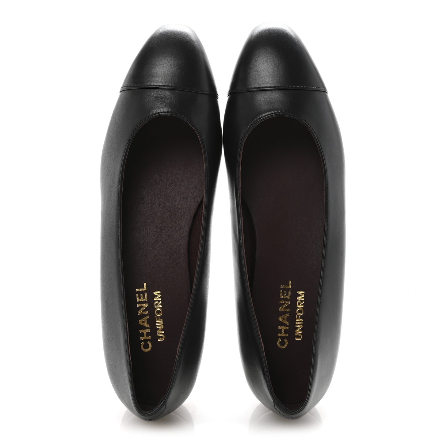 Lambskin Cap Toe Ballerina Flats 38.5 Black