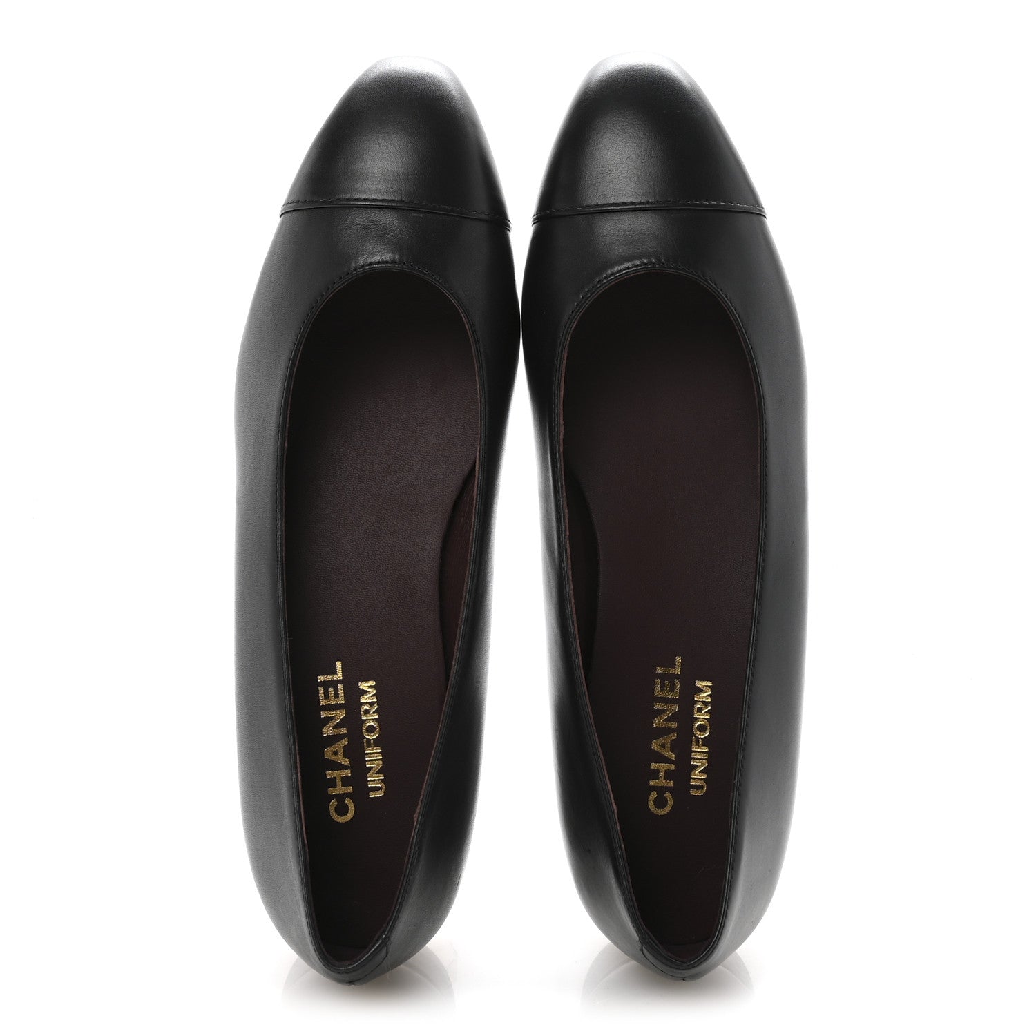 Chanel Lambskin Cap Toe Ballerina Flats 38.5 Black 2 of 10