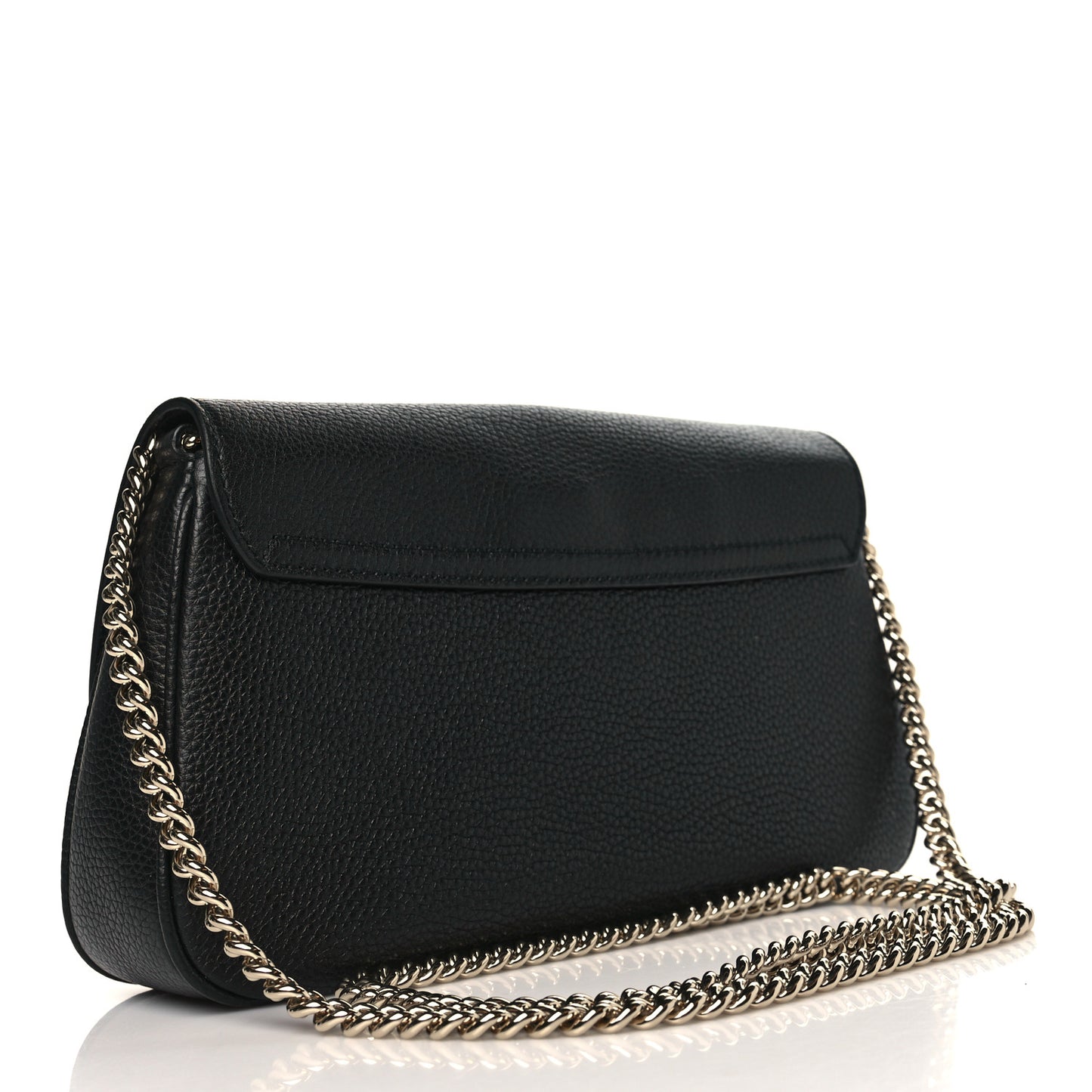 Pebbled Calfskin Medium Soho Flap Crossbody Black