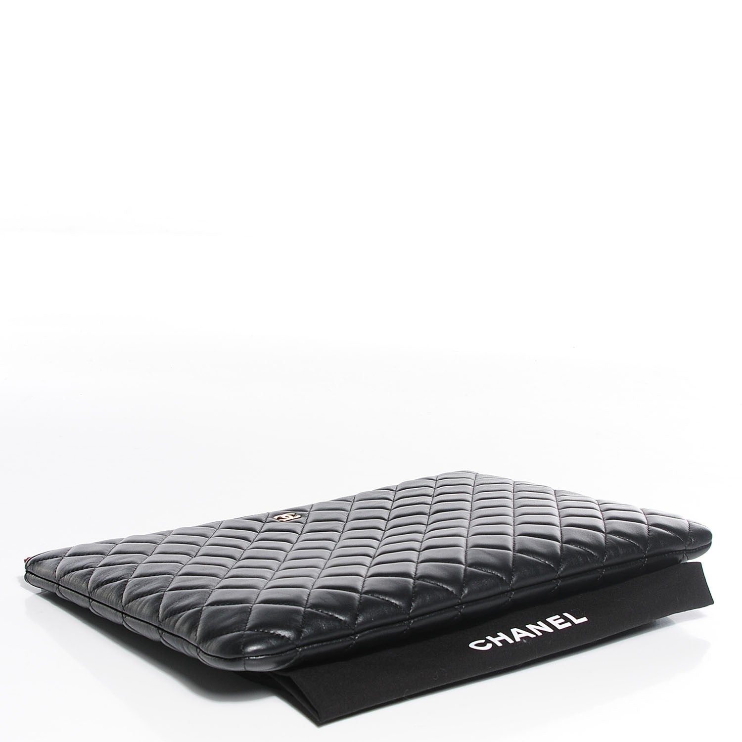 Chanel Lambskin Quilted Large Cosmetic Case Black 4 of 7