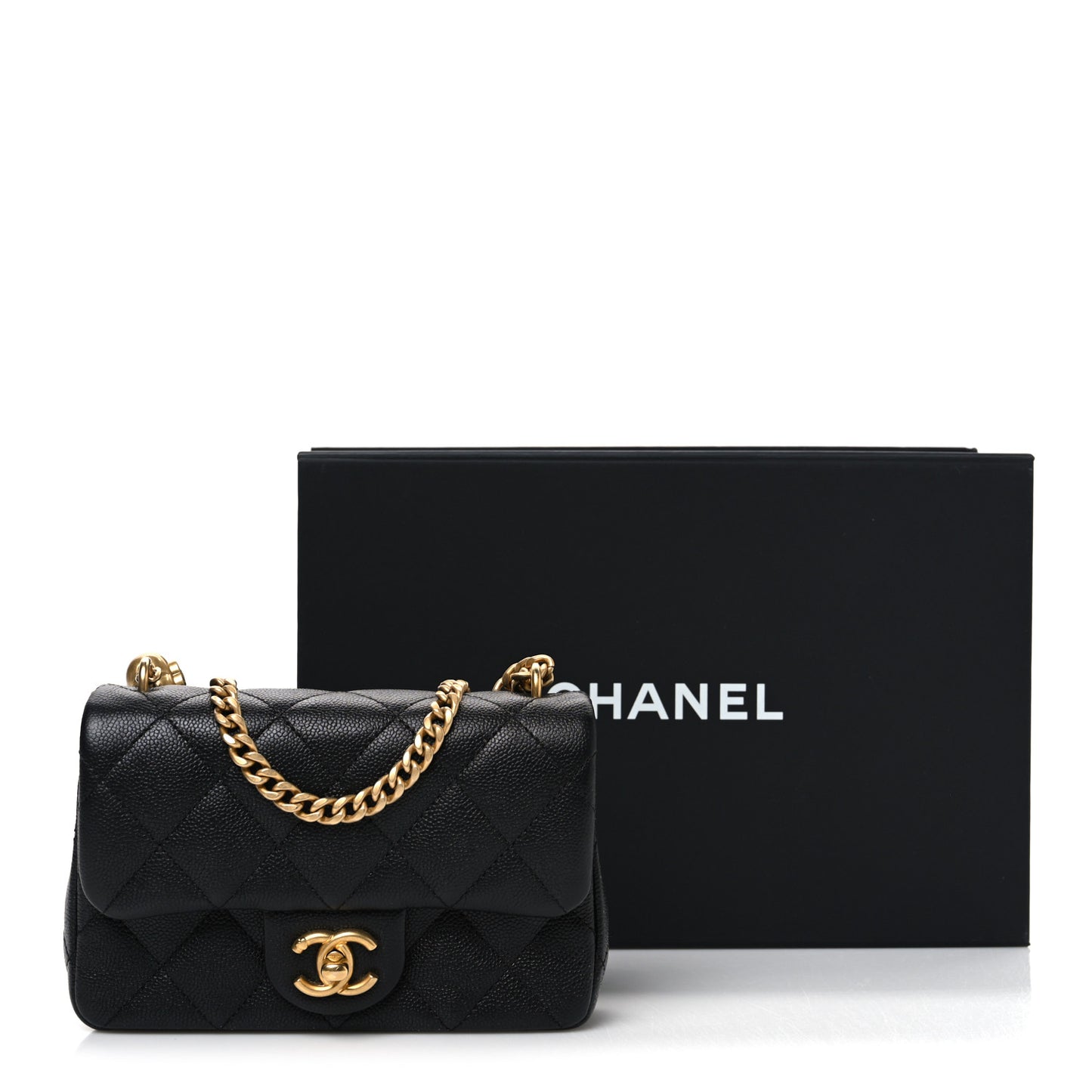 Caviar Quilted Mini Sweetheart Rectangular Flap Black