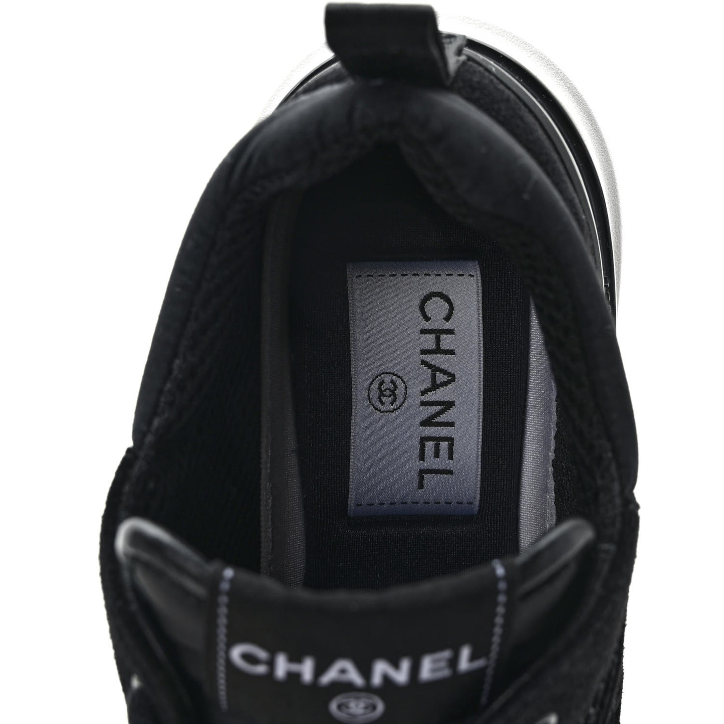 Calfskin Mesh Lycra Suede Womens Logo Sneakers 36.5 Black