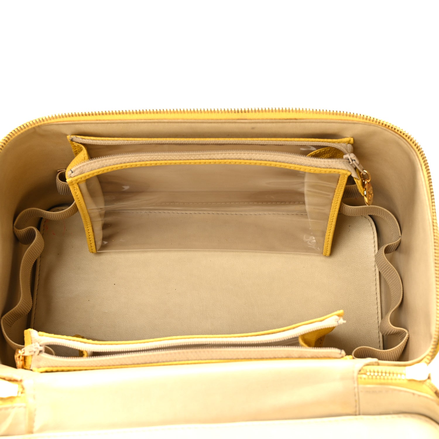Chanel Caviar CC Vanity Train Case Yellow 5 of 11