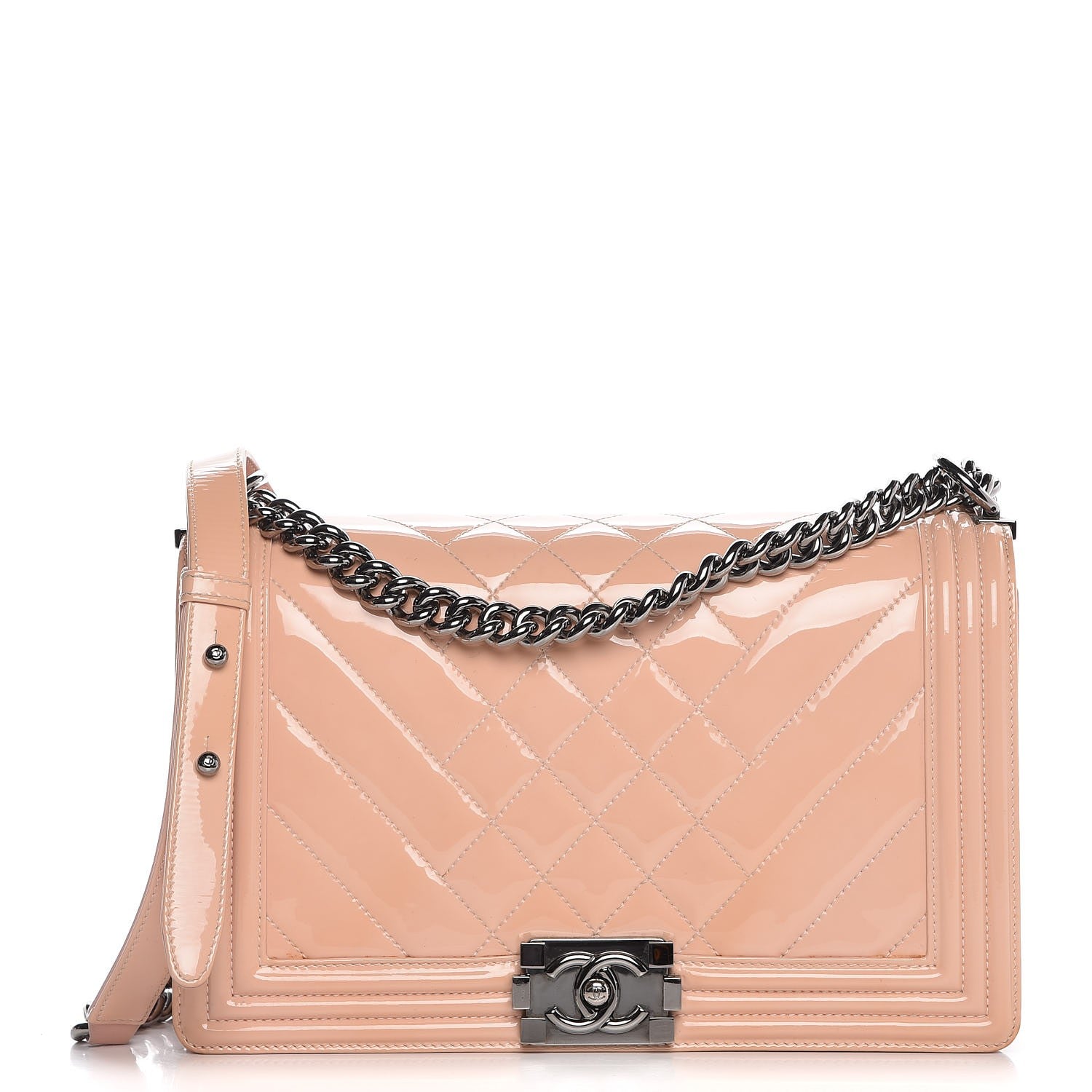 Chanel Patent Chevron New Medium Boy Flap Light Pink 1 of 8
